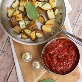 Homemade Ketchup/Crispy Sage Potato