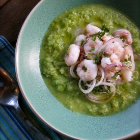Cucumber Gazpacho with Shrimp