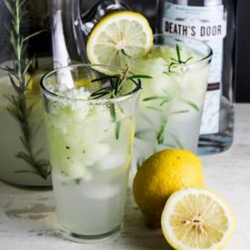 Lemon Gin Fizz with Cucumber Sorbet