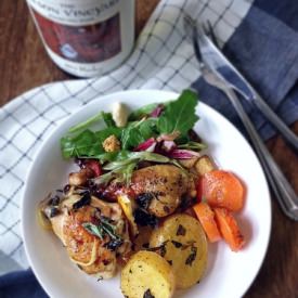 Lemon And Herbs Chicken with wine