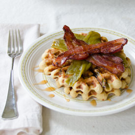 Masa Waffles w/ Green Chile & Bacon