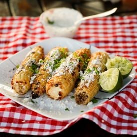 Grilled Corn with Lime Yogurt Sauce