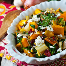 Roasted Butternut Squash Swiss Chard
