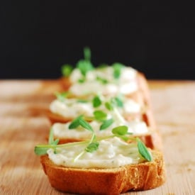Pea Shoot Crostini