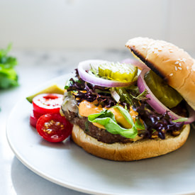 Cilantro-Sriracha Turkey Burgers