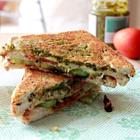 Pesto, Cucumber And Tomato Sandwich
