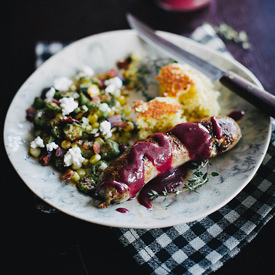 Grilled Sausage & Muscadine Sauce