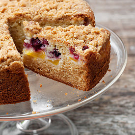 Peach and Berry Streusel Cake