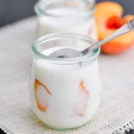 Greek Yogurt Panna Cotta w/ Peaches