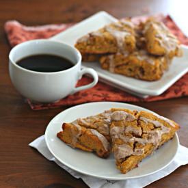 Pumpkin Scones with Cinnamon Glaze