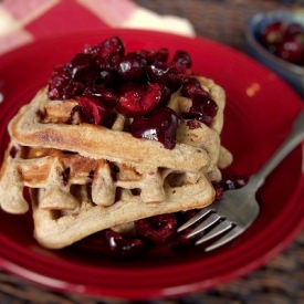 Vegan Cherry Almond Waffles