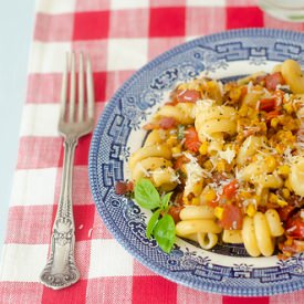 Pasta with Bacon, Corn, & Tomatoes