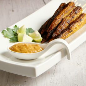 Baby Corn Satay with Tomato Chutney