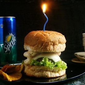 Burger with Beans