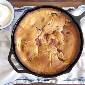 Strawberry Peach Skillet Cobbler