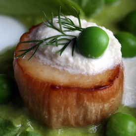 Vegan Scallops with Pea Puree