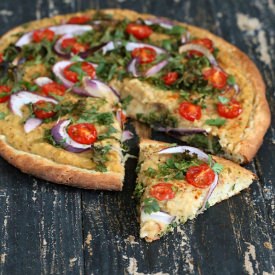 Roasted Hatch Chile Hummus Pizza