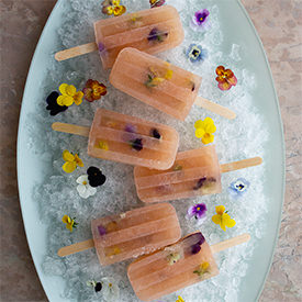 Bellini Popsicles w/ Edible Flowers