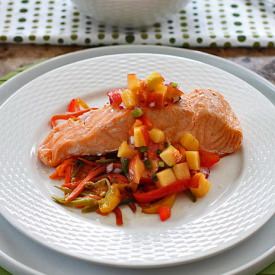 Steamed Salmon with Peach Salsa
