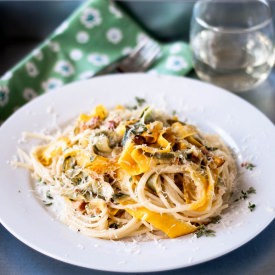 Zucchini Ribbon & Goat Cheese Pasta