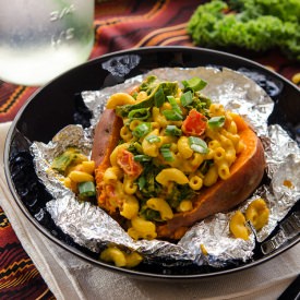 Smoky Mac-Stuffed Sweet Potato