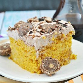 Pumpkin Nutella Poke Cake