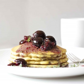 Cornmeal Cakes with Cherry Compote
