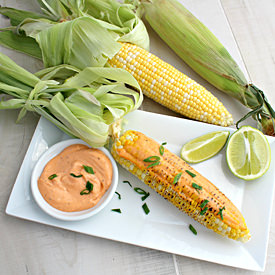 Quick Grilled Corn with Spicy Sauce