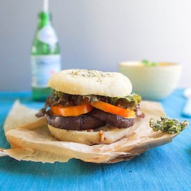 Eggplant Tomato Bialy Sandwich