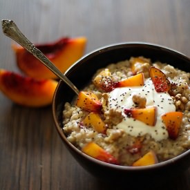 Steel Cut Oatmeal with Peaches