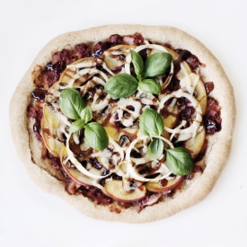 Peach, Baby Bella & Basil Pizza