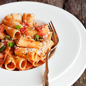 Rigatoni with Pancetta, Green Onion