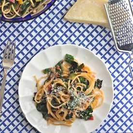Linguine Carbonara with Chard