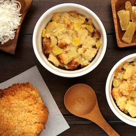 Tropical Macaroon Bread Puddings