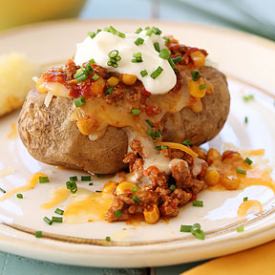 Loaded Turkey Chili Baked Potato