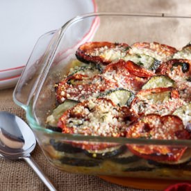 Zucchini, Tomato and Rice Gratin