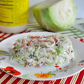 Cabbage Salad with Rice and Salami