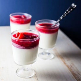 Panna Cotta w/ Rose & Plum Compote