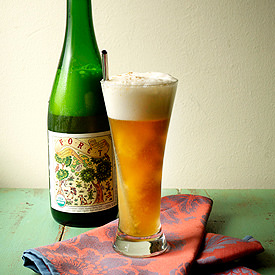 Peach-Basil Sorbet & Saison Float