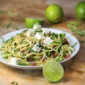 Prosciutto Arugula Feta pasta