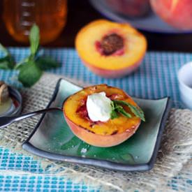 Grilled Peaches with Chevre
