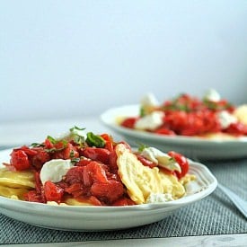Cheese Ravioli with Burst Tomatoes
