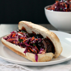 BBQ Meatball Subs with Coleslaw