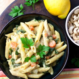 Creamy Lemon Cashew Pasta with Kale