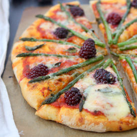 Blackberry Asparagus Gruyere Pizza