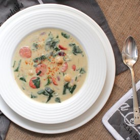 Chickpea, Potato and Spinach Soup