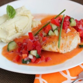 Seared Halibut with Gazpacho Salsa