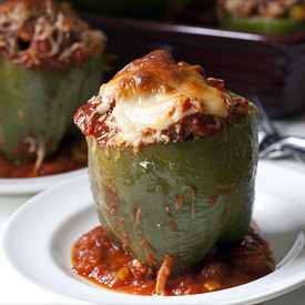 Zucchini Orzo Stuffed Peppers