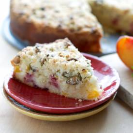 Peach Cake with Pistachio Streusel