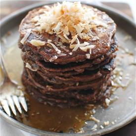 Toasted Coconut Chocolate Pancakes